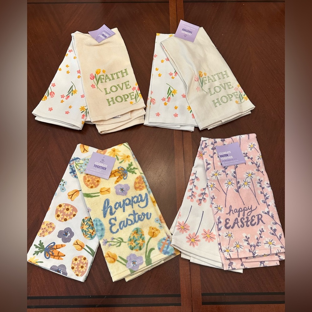 4 Sets of Happy Easter Dish Towels